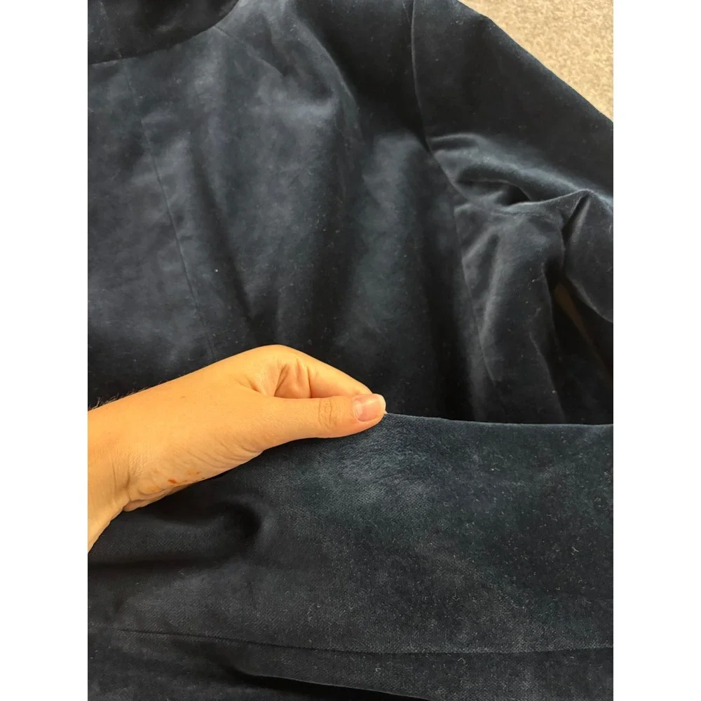 J.Crew Navy Blue Cotton Velvet Peplum Blazer Jacket Size 8T Preppy Academia Goth